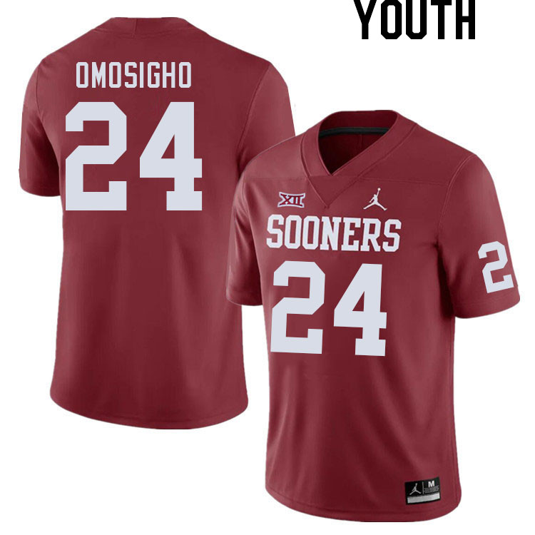 Youth #24 Samuel Omosigho Oklahoma Sooners College Football Jerseys Stitched Sale-Crimson